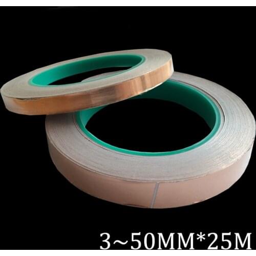 3~50mm *25M Double Sided Conduct Copper Foil Tape Mask Electromagnetic Shielding double side conductive copper foil tape
