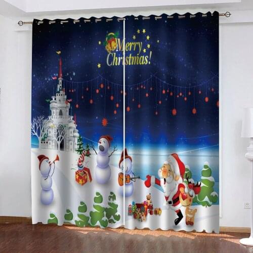 European Curtains Photo Painted 3D Curtain Living room Custom blue christmas curtains Decoration curtains