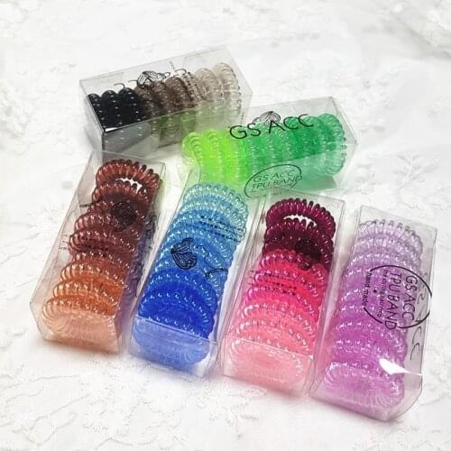 Gradient Color Silicone Rubber Bands Scrunchies Telephone Wire Rubber Bands Hair Ring For Women Elastic Spiral Ponytail Hair Tie