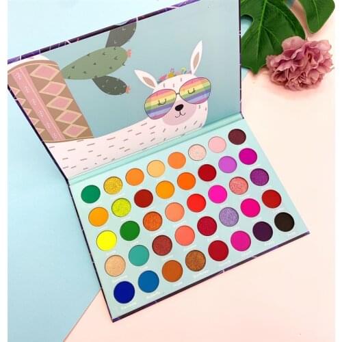 IGOODCO Cartoon Alpaca 40 Color Pearly Matte Sequins Multicolor Eyeshadow Palette Suitable For Summer Waterproof Cosmetic TSLM1