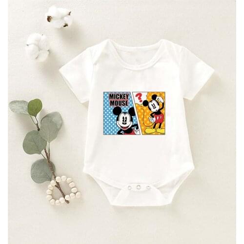 Kawaii Mickey Disney Baby Bodysuit Summer Baby Clothes Short Sleeve Baby Girl Baby Boy Jumpsuit Enfant Onesie Romper Dropship