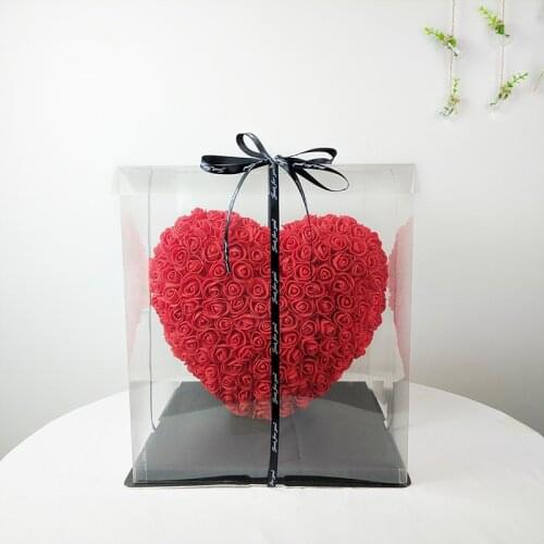 30x30cm Red Rose Bear Sweet Heart Rose Artificial Flower Rose Heart Decoration Valentines Birthday Gift Rosa oso flor Valentine