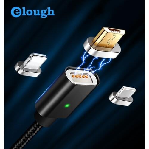 Elough E04 3 in 1 Magnet Charger Sync Data Multi USB Cable For iPhone Type C Micro USB Mobile Phone Fast Charge Magnetic Cable
