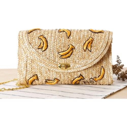 Fashion Women Summer Rattan Woven Bags Square Straw Bag Handmade Beach Crossbody Bags Circle Bohemian Banana Hand bags Wallets
