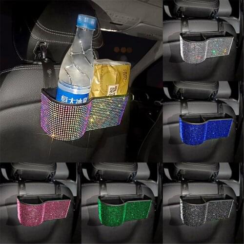 Car Seat Gap Organizer, Bling Seat Gap Filler, Crystal Car Seat Console Side Pocket Storage Box for Car Accessories Interior