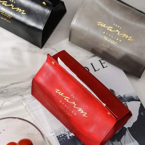 Ins Nordic creative leather tissue bag net red car tissue box cover paper bag living room household pumping box