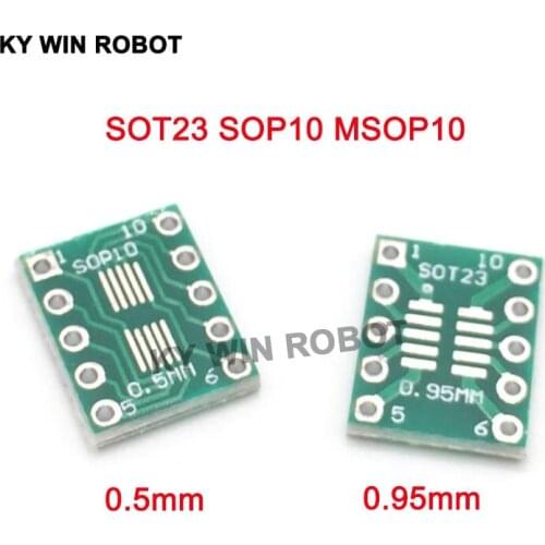 20pcs SOT23 SOP10 MSOP10 Umax SOP23 to DIP10 Pinboard SMD To DIP Adapter Plate 0.5mm/0.95mm to 2.54mm DIP Pin PCB Board Convert