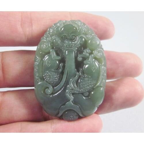 Natural hetian jade A green jade pendant handcarved dragon jade pendant jadeite jade necklace jewelry women men necklace