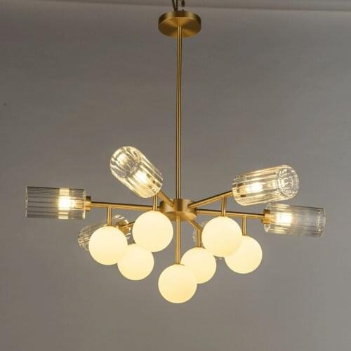 2019 all-copper light luxury post-modern glass pendant lamp living room bedroom designer glass ball magic bean hanging lamp