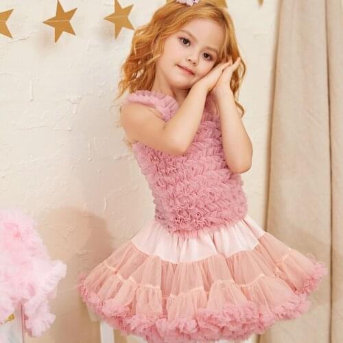 Pink Ballet Tutu Dance Skirts For Girls Dance Wear Cute Ballet Stage Costume Tutu Pancake Skirt Ballerina Girl Clothes JL1432