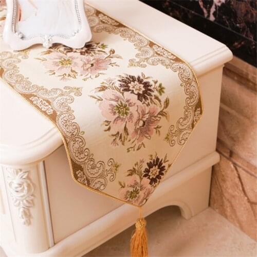 Boreal Europe style table runner rose gold home Table flag lace table runner pastoral embroidery sequin table runner monstera