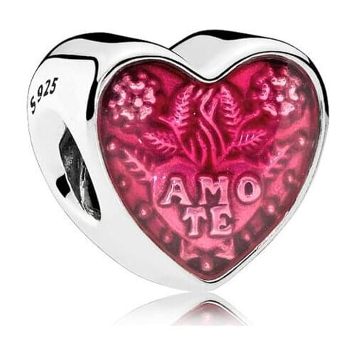 Free Shipping Authentic 925 Sterling Silver Latin Love Heart Charm Fit Original Bracelet For Women DIY Jewelry S925 Beads