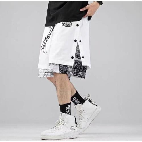 Cashew Flower-breasted Sports Shorts Mens Loose Pants Ins Trend Summer Casual Mens Jogging Five-point Pants 3XL