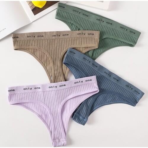 G-String Thongs Women Panties Female Cotton Underpants Lingerie Seamless Underwear Sexy T-back Letter Soft Briefs Panties