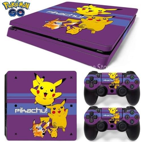 Pokemon Pikachu PS4 Slim Game Console Full Body Sticker Anime Cartoon Skin Stickers Gamepad Stickers for Men Women Couples Gift