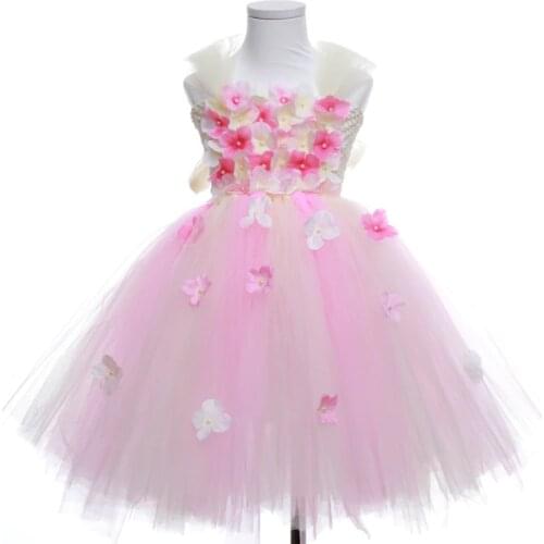 Lace Embroidery Formal Sleeveless Wedding Gown Tutu Princess Dress Flower Girls Children Clothing Kids Party For Girl Clothes