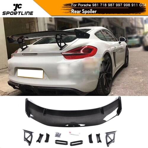 Car Rear Trunk Spoiler Boot Lip Wing for Porsche 981 718 987 997 998 911 GT4 Carbon Fiber / ABS