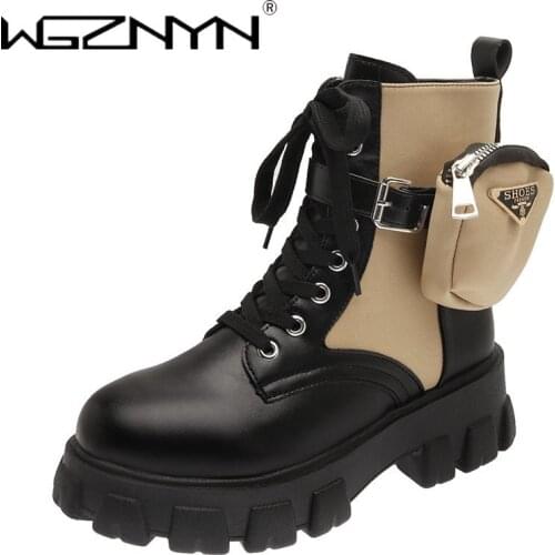 2020 Fashion Women Ankle Boots Autumn Lace Up High Quality Leather Shoes Anti-slip Wear-resistant Comfortable High Heel Boots