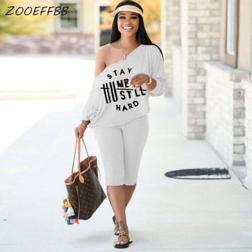 ZOOEFFBB Letter Print 2 Piece Outfits One Shoulder Long Sleeve Top Shorts Lounge Wear Matching Sets 2021 Fashion Women Clothes