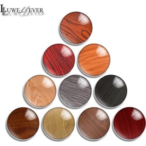 12mm 14mm 16mm 20mm 25mm 30mm 579 Wood Pattern Mix Round Glass Cabochon Jewelry Finding 18mm Snap Button Charm Bracelet