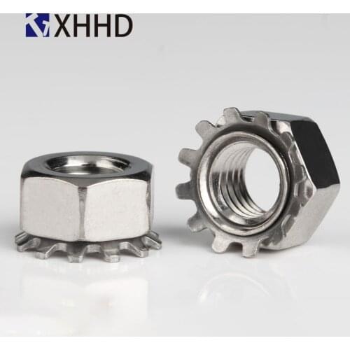 10pcs M3 M4 M5 M6 M8 K-type K-Lock Nut Keps Nuts Toothed Hex Nut 304 Stainless Steel