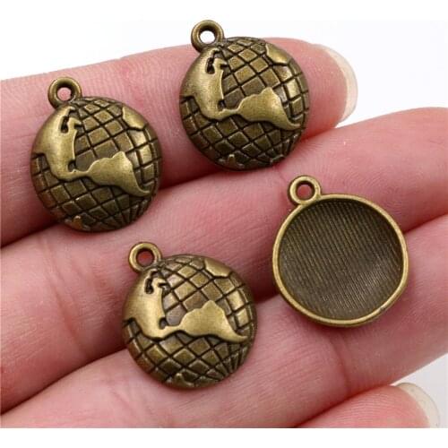19x15mm 15pcs Antique Bronze Plated Earth Handmade Charms Pendant:DIY for bracelet necklace-Q4-36
