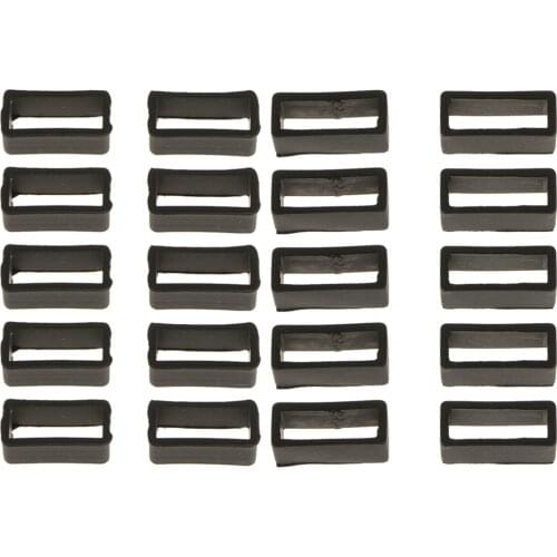 20 Pieces Rubber Replacement Keeper Loops Watch Band Strap End Holder Black