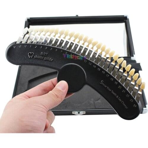 27-color tooth whitening 3D shadow guide Dental Tooth bleaching comparator with mirror cold light bleaching tooth plate