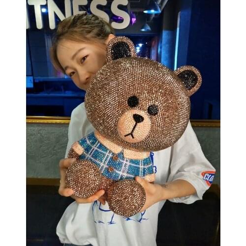 34cm Cartoon Bear Diamond Bear Piggy Bank Piggy Bank Adults Covered Diamonds Shatter-Resistant Bank Money Box Coin Saving Box