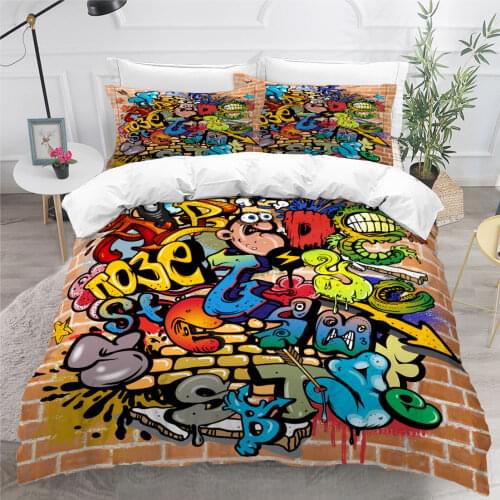 3D Duvet Cover Sets Quilt Covers Comforter Case Set Bedding Set King Full Twin Double Single Sizes Color Graffiti Bed Linens