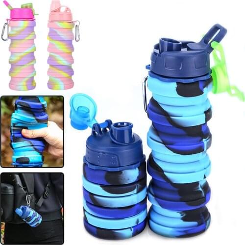 500ml Silicone Foldable Water Bottle Bicycle Bottle For Travel Sports Hiking Cycling Gym Yoga Lightweight Portable Water Cup