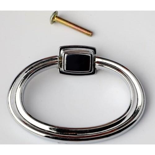 80MM modern simple bright chrome oval drop ring drawer kitchen cabinet tv cabinet bathroom cabinet knob pull shiny silver handle