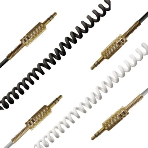 3.5 mm audio AUX Cable Spring Coiled Stereo Auxiliary Cable Charging Cable For MARSHALL Woburn Wireless Bluetooth Speaker