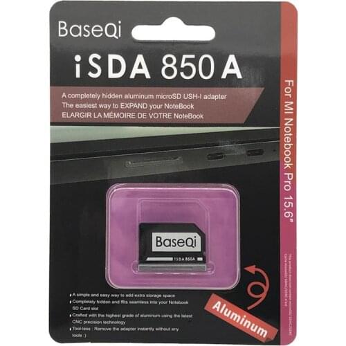BaseQi Aluminum Stealth Drive Micro SD/TF to SD Memory Card Adapter SD Card Reader For Xiao Mi Pro15.6 Inch(MX150/MX250/GTX1050)
