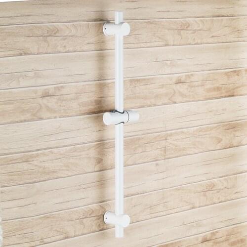 White Stainless Steel Slide Bars with All Brass Handheld Shower Bracket Height and Angle Adjustable, Polished Steel