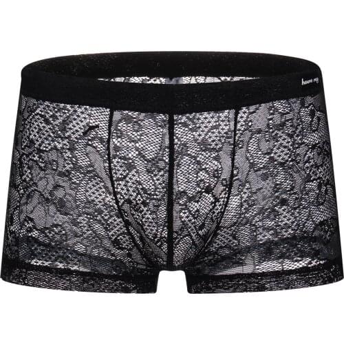 Man Boxer Lace Panties Mens Underwear Lingerie Small Boxer Shorts Homme Mens Sexy Gay Underwear Pouch Cueca Shortsboxer