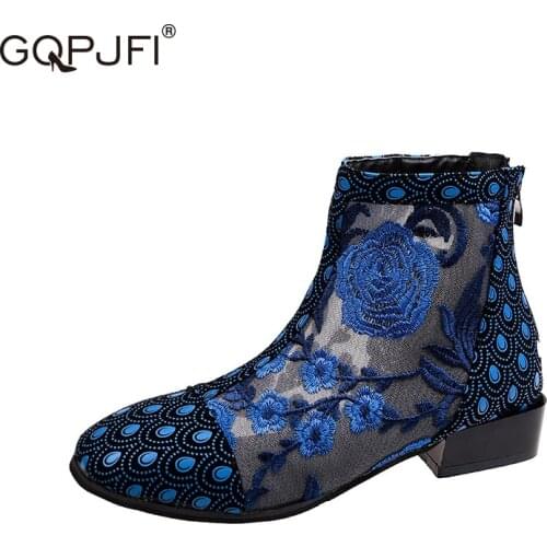 Flat Breathable Mesh Yarn Womens Boots Flowers Hollow Out Sandals Roman Naked Boots Spring And Summer Short Boots 2021 Hot Sale