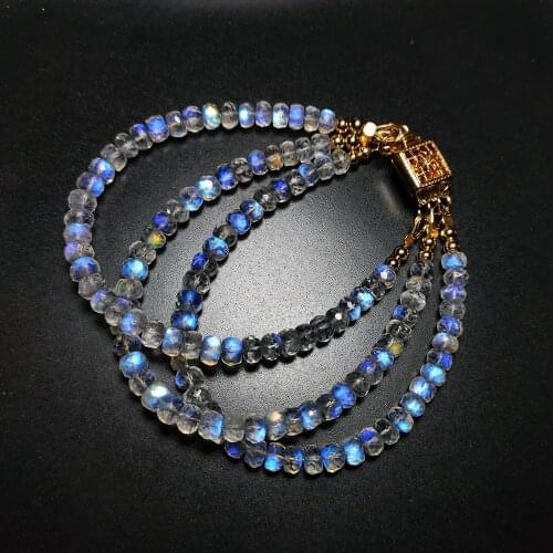 Loose beads nature MOONSTONE roundel faceted 4-5MM bracelet 16cm FPPJ wholesale nature 14k plated clasp