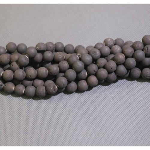 2018 New Fashion 8/10/12mm Natural ball stone Metallic Titanium Coated Bead Druzy Agates Necklace DIY Jewelry Making Accessories