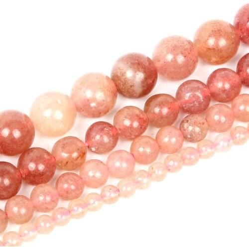 Natural Stone Beads Purple Strawberry Quartz Crystal Round Loose Spacer Bead For Jewelry Making DIY Bracelet Necklace 4/6/8/10MM
