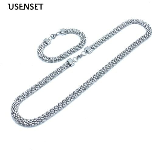 10MM Stainless Steel Popcorn Chain Corn Long Necklace For Women Charm Bracelet Silver Color Jewelry Gifts