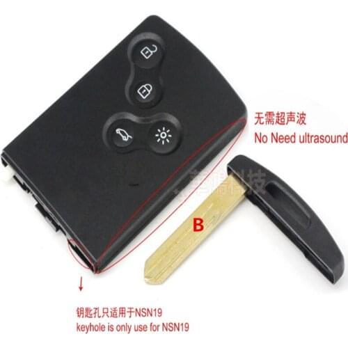DAKATU 4 Buttons Smart Card Key Shell Case For Renault Laguna Koleos Smart Remote key shell with Insert Small Key Blade