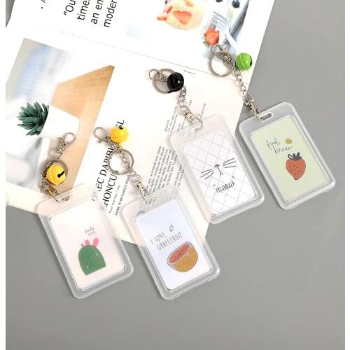 JIANWU Cute bell ID Card Name Credit Holder Neck Strap Transparent Badge clip Boy Girl Office School Supplies