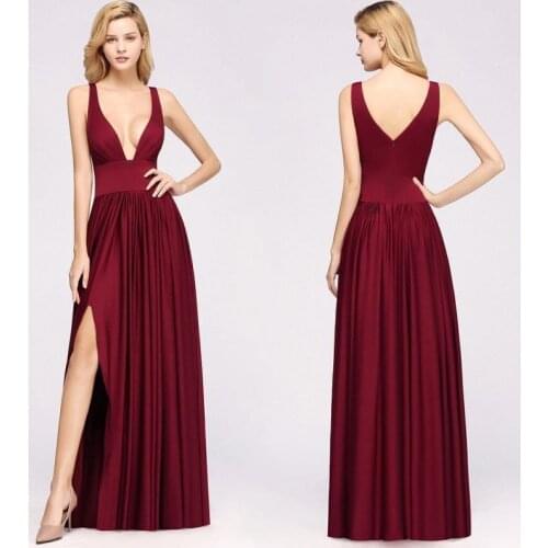Long Burgundy Bridesmaid Dresses Elegant Wedding Party Guest Gown 2020 Sleeveless robe demoiselle d'honneur Custom Made