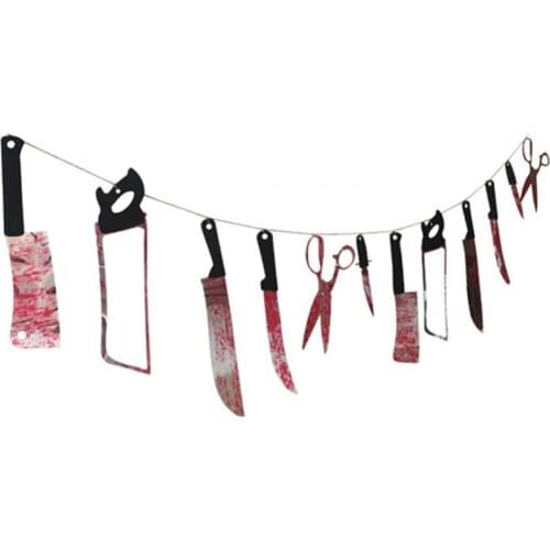 Halloween Scary Hanging Bloody Weapon Garland Banner Decorations Halloween Zombie Vampire Bar Party Haunted House Accessories