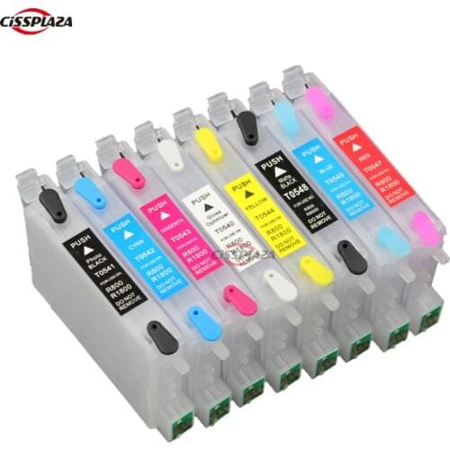 CISSPLAZA 10SETS T0540 - T0549 compatible for Epson Stylus Photo R800 r1800 refillable ink cartridge with ARC chip