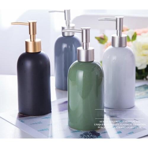 420ML Ceramic Soap Dispensers Emulsion Dispensing Bottle Gold Pressing Head Shower Gel Dispenser Shampoo Bottle