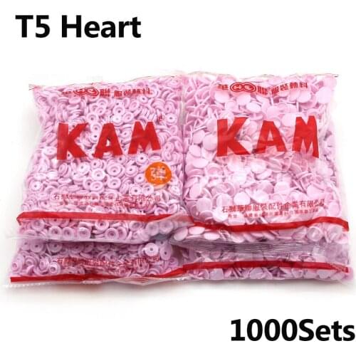 1000 Sets KAM Heart Snaps Buttons Wholesale Plastic Resin Baby Press Button For Scrapbooking Clothes Clip Fasteners Cover Button