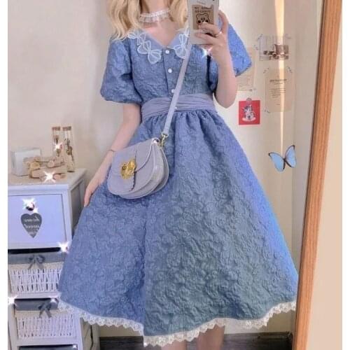 MAGOGO Sweet French Style Dress For Girls Short Sleeve INS Hot Sale Fashion Dress Size S-L New