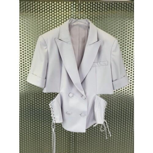 Fashion 2021SS Summer New Women Hollow Short Sleeve Blazer Jacket Ladies Coat 2 Color For Female Ddxgz2 4.21